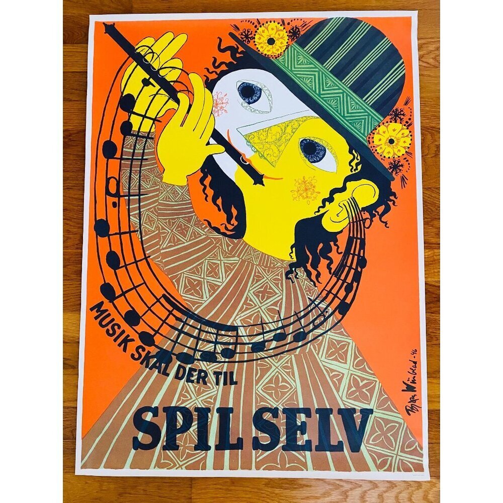 Bjørn Wiinblad Spil Selv, Musik Skal Der Til, 1946 Vintage Poster (Reproduction)
